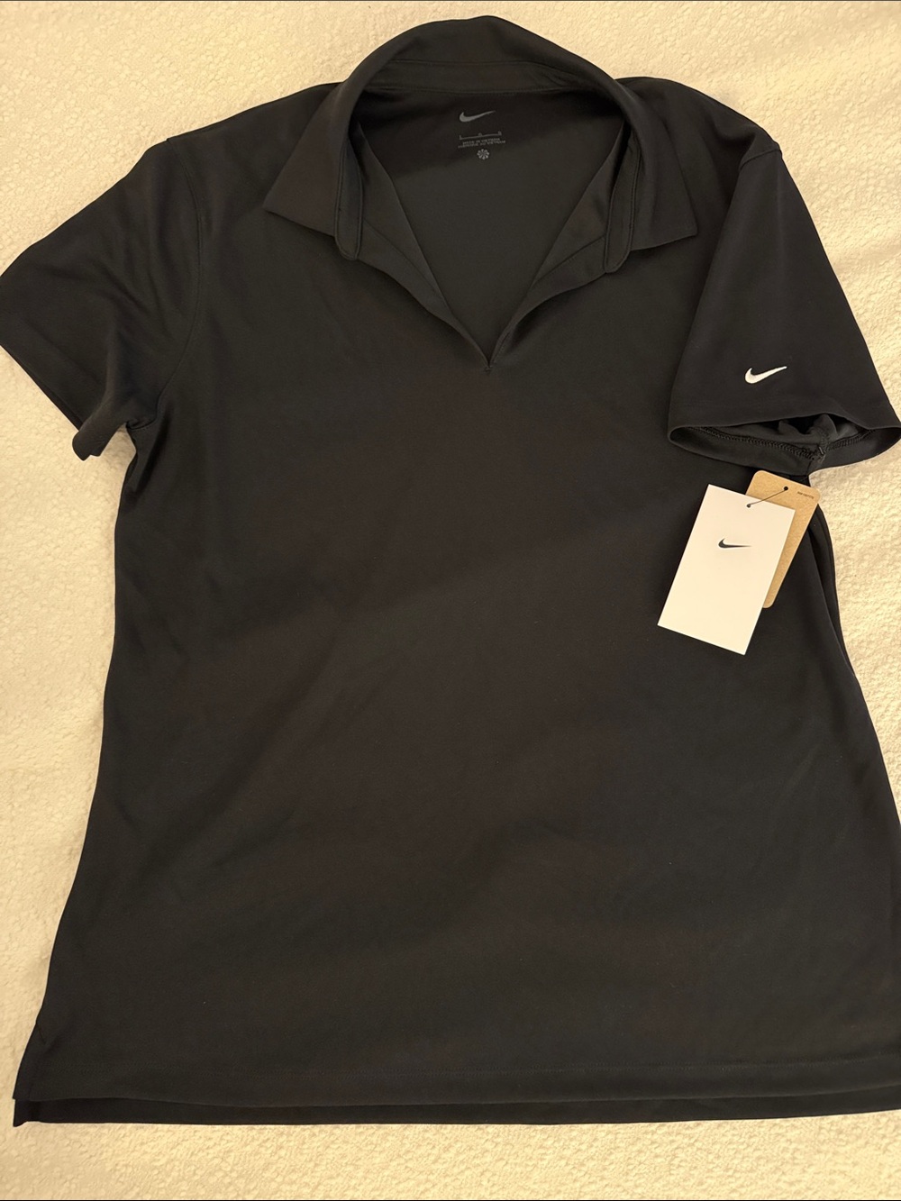 NWT! Nike Black Women's Short Sleeve Polo with Swoosh
